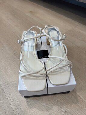 Dolce Vita White Strappy Block Heel Sandals